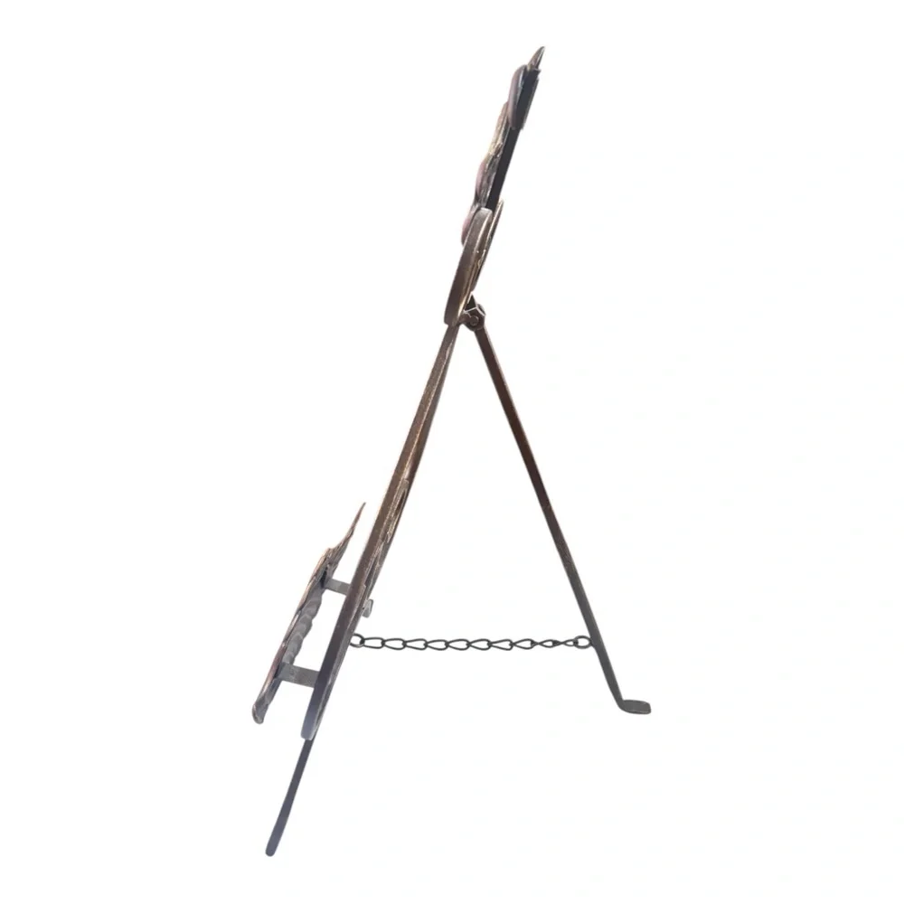 Metal Leaf Decor Stand or easel in Copper and Black - 15 inches-great condition!